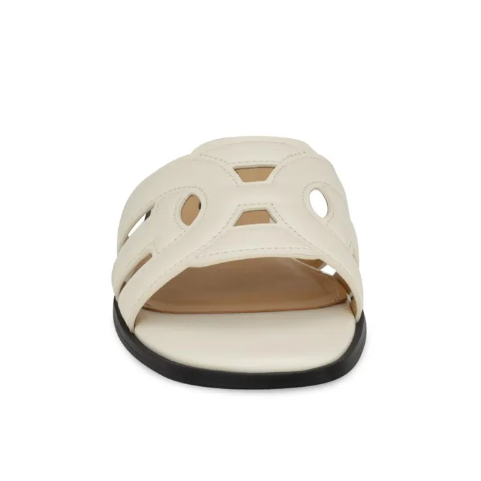 Geena Flat Slide Sandals White Women Nine West Sandals Geena Flat Slide Sandals White Women Nine West Sandals