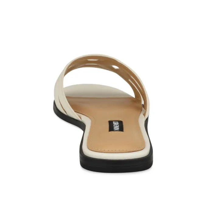 Geena Flat Slide Sandals White Women Nine West Sandals Geena Flat Slide Sandals White Women Nine West Sandals