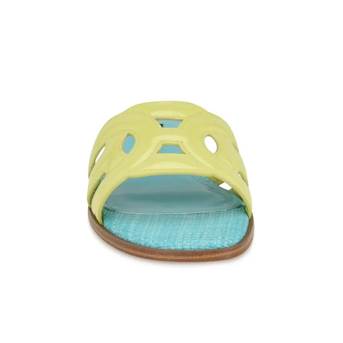 Geena Flat Slide Sandals Yellowblue Women Nine West Flats Geena Flat Slide Sandals Yellowblue Women Nine West Flats