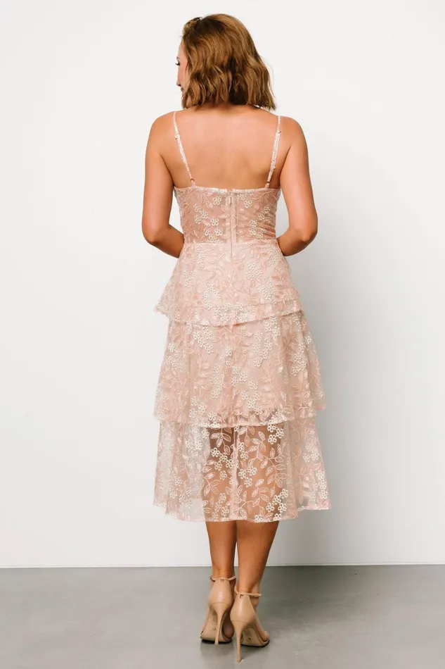 Georgiana Embroidered Midi Dress Nude Rose Women Baltic Born Tulle Styles Georgiana Embroidered Midi Dress Nude Rose Women Baltic Born Tulle Styles