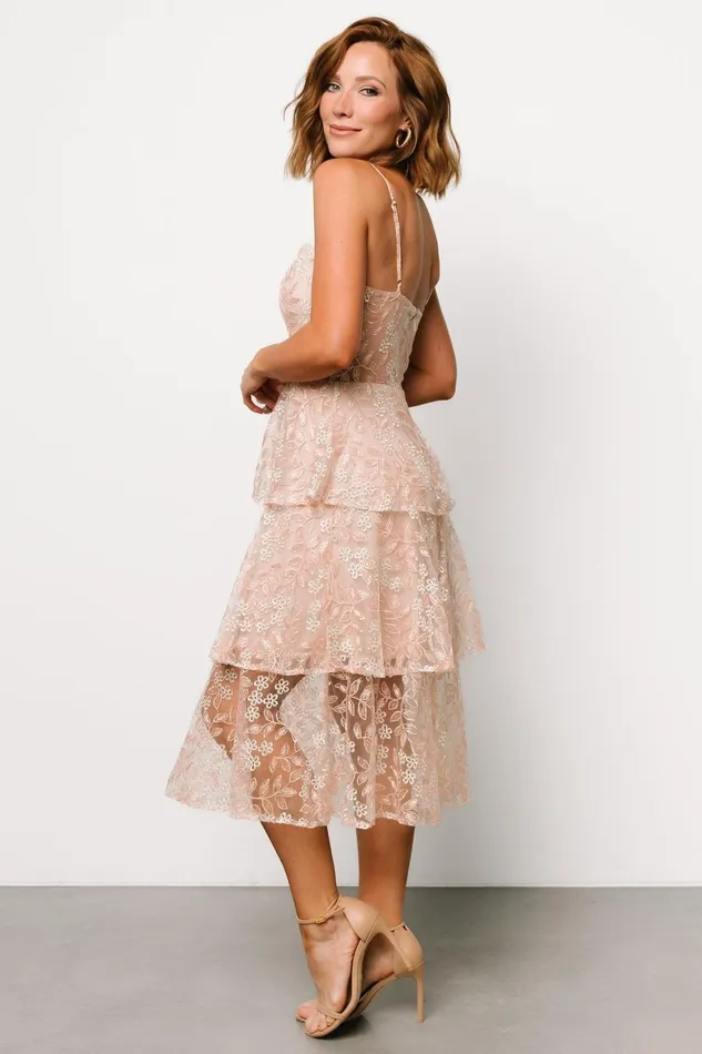 Georgiana Embroidered Midi Dress Nude Rose Women Baltic Born Tulle Styles Georgiana Embroidered Midi Dress Nude Rose Women Baltic Born Tulle Styles