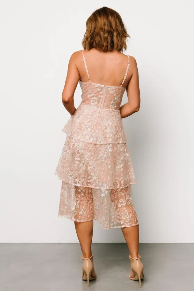 Georgiana Embroidered Midi Dress Nude Rose Women Baltic Born Tulle Styles Georgiana Embroidered Midi Dress Nude Rose Women Baltic Born Tulle Styles