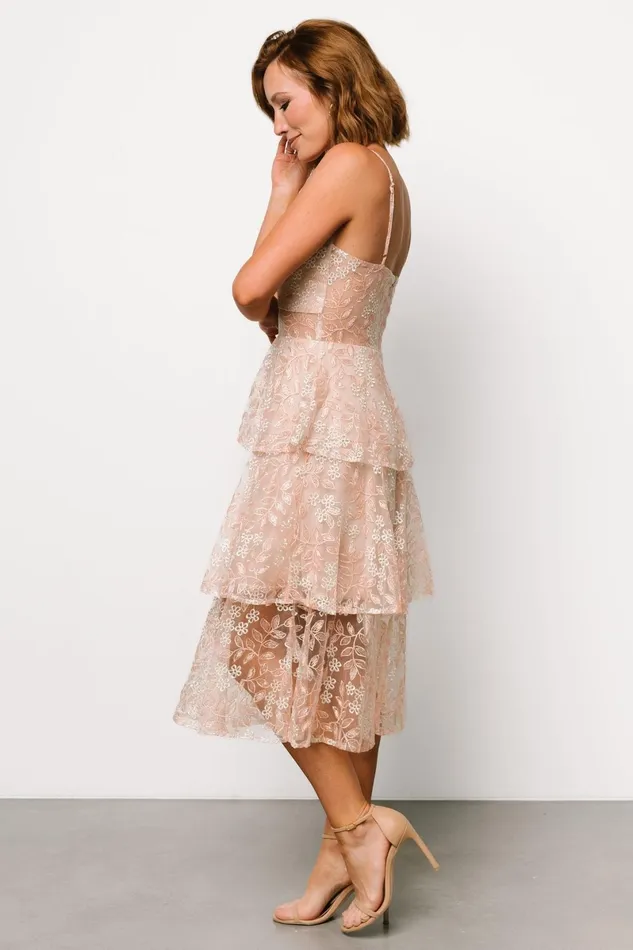 Georgiana Embroidered Midi Dress Nude Rose Women Baltic Born Tulle Styles Georgiana Embroidered Midi Dress Nude Rose Women Baltic Born Tulle Styles