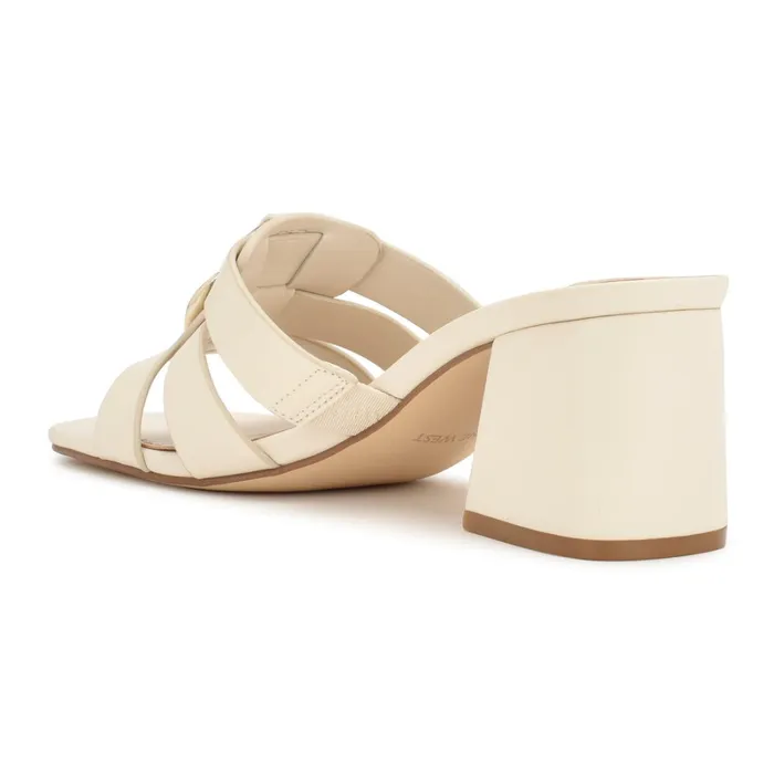 Gipper Heeled Slide Sandals Chic Cream Women Nine West Dress Gipper Heeled Slide Sandals Chic Cream Women Nine West Dress