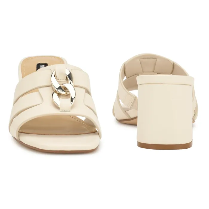 Gipper Heeled Slide Sandals Chic Cream Women Nine West Dress Gipper Heeled Slide Sandals Chic Cream Women Nine West Dress