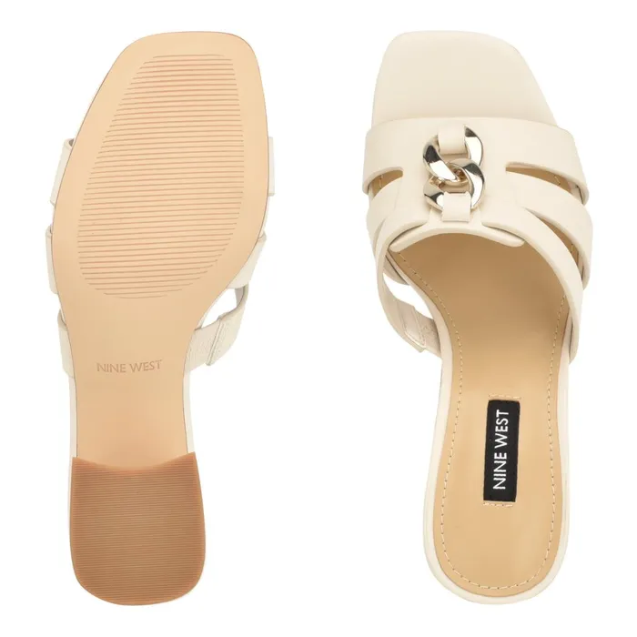 Gipper Heeled Slide Sandals Chic Cream Women Nine West Dress Gipper Heeled Slide Sandals Chic Cream Women Nine West Dress