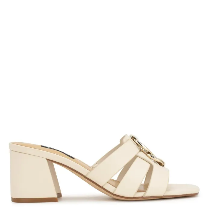 Gipper Heeled Slide Sandals Chic Cream Women Nine West Heeled