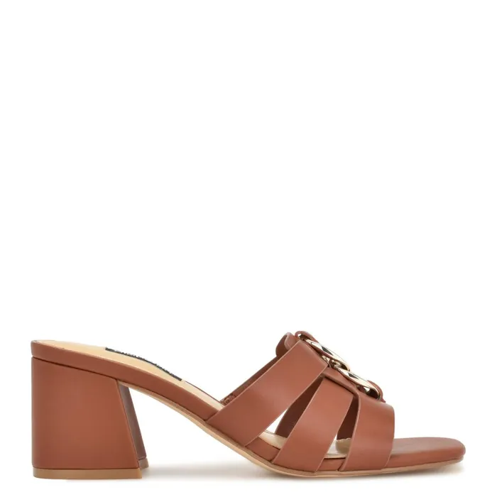 Gipper Heeled Slide Sandals Rich Coffee Women Nine West Low Heel