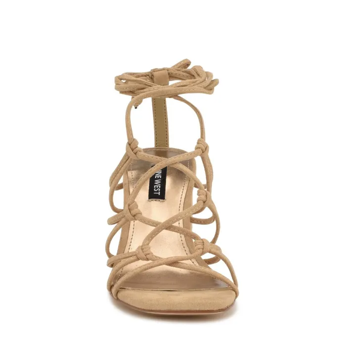 Glaven Ankle Wrap Sandals Tan Suede Women Nine West High Heels Glaven Ankle Wrap Sandals Tan Suede Women Nine West High Heels
