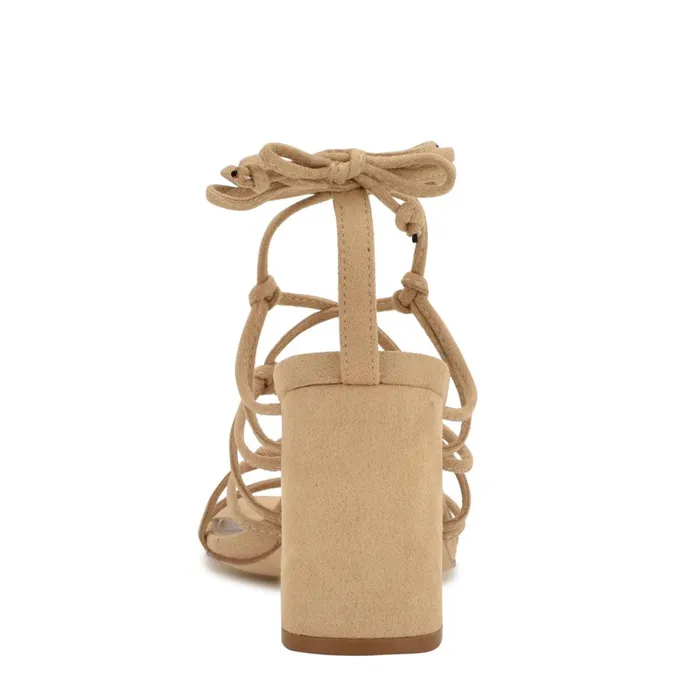 Glaven Ankle Wrap Sandals Tan Suede Women Nine West High Heels Glaven Ankle Wrap Sandals Tan Suede Women Nine West High Heels