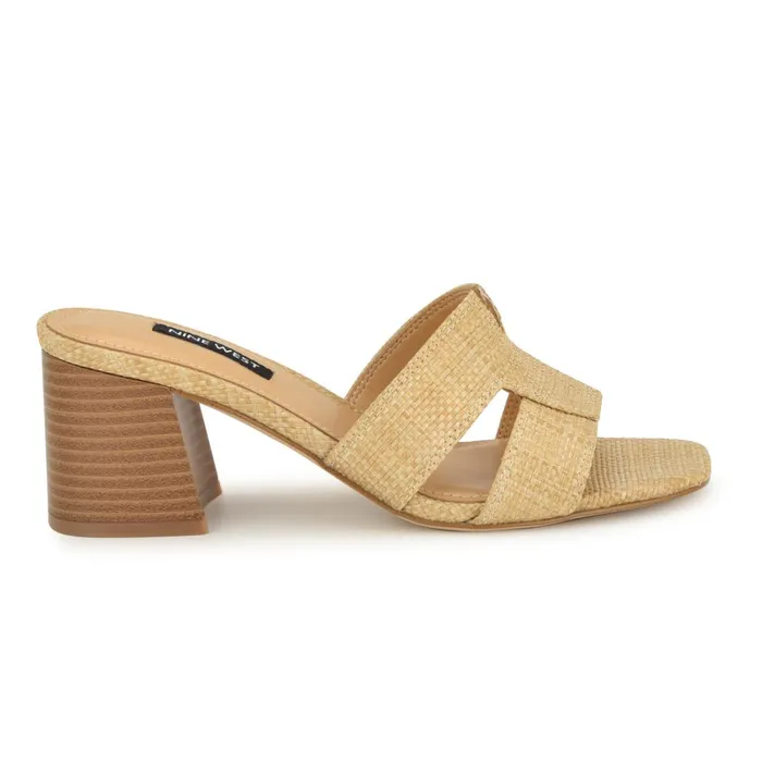 Griselda Block Heel Sandals Light Natural Raffia Women Nine West Heeled