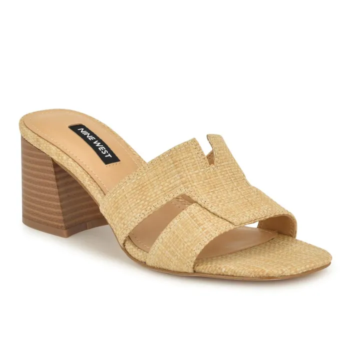Griselda Block Heel Sandals Light Natural Raffia Women Nine West Heeled Griselda Block Heel Sandals Light Natural Raffia Women Nine West Heeled