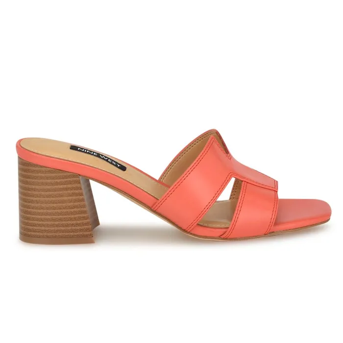 Griselda Block Heel Sandals Orange Women Nine West Low Heel