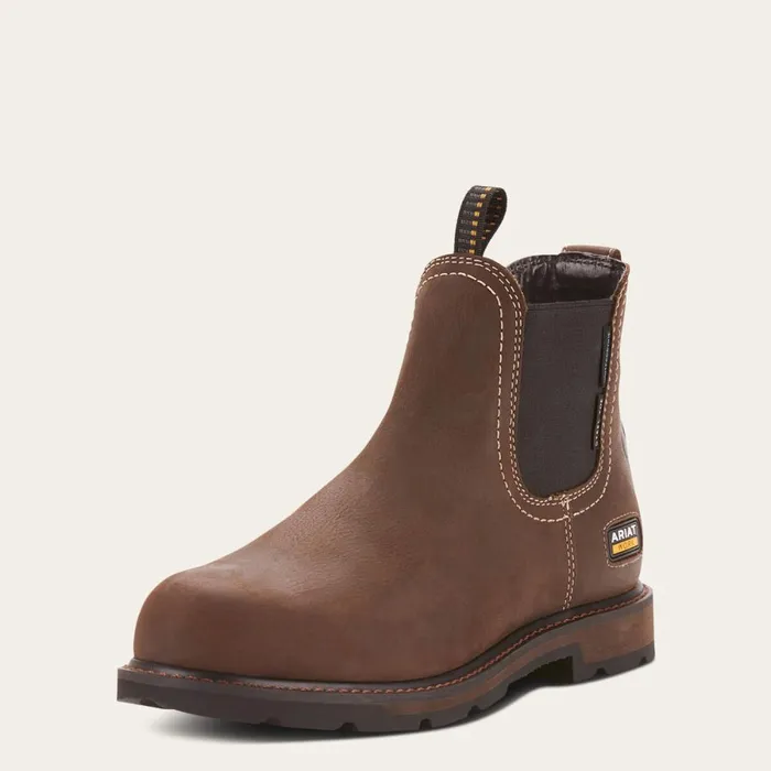 Groundbreaker Chelsea Waterproof Steel Toe Work Boot Dark Brown Men Ariat Work Boots
