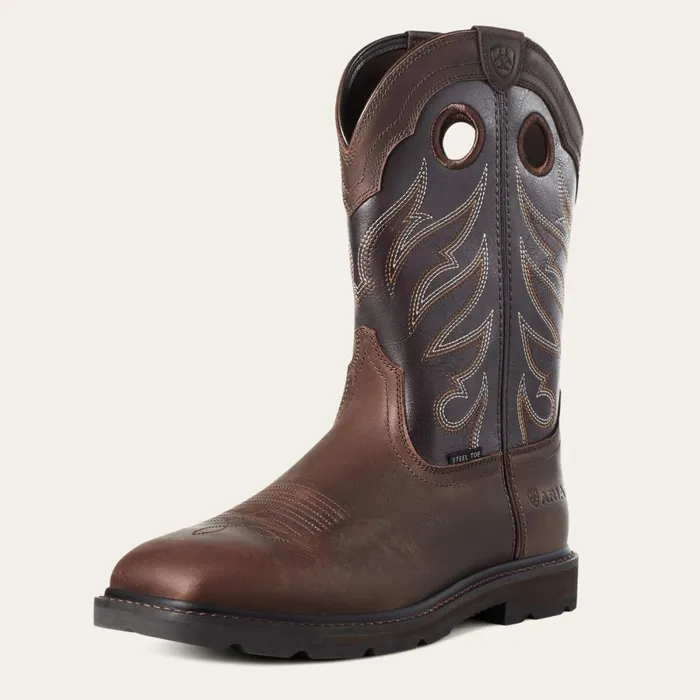 Groundwork Wide Square Toe Steel Toe Work Boot Brown Men Ariat Work Boots