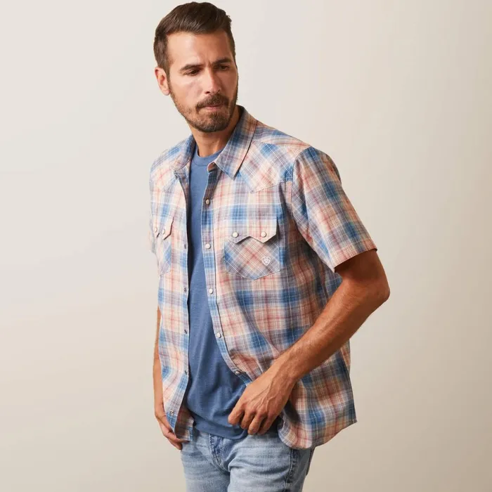 Hadrian Retro Fit Shirt Blue Heaven Men Ariat Button Down Shirts