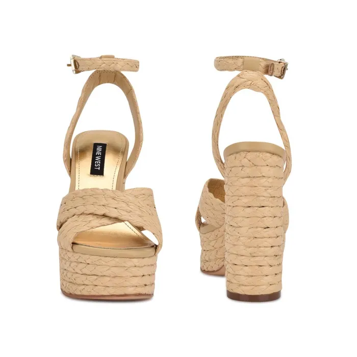 Hadyn Platform Sandals Natural Raffia Women Nine West Platforms Hadyn Platform Sandals Natural Raffia Women Nine West Platforms