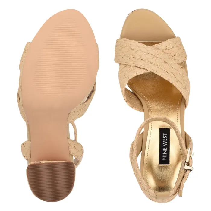 Hadyn Platform Sandals Natural Raffia Women Nine West Platforms Hadyn Platform Sandals Natural Raffia Women Nine West Platforms