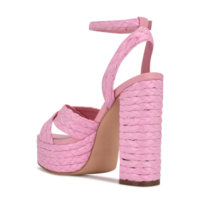 Hadyn Platform Sandals New Pink Raffia Women Nine West Dress Hadyn Platform Sandals New Pink Raffia Women Nine West Dress