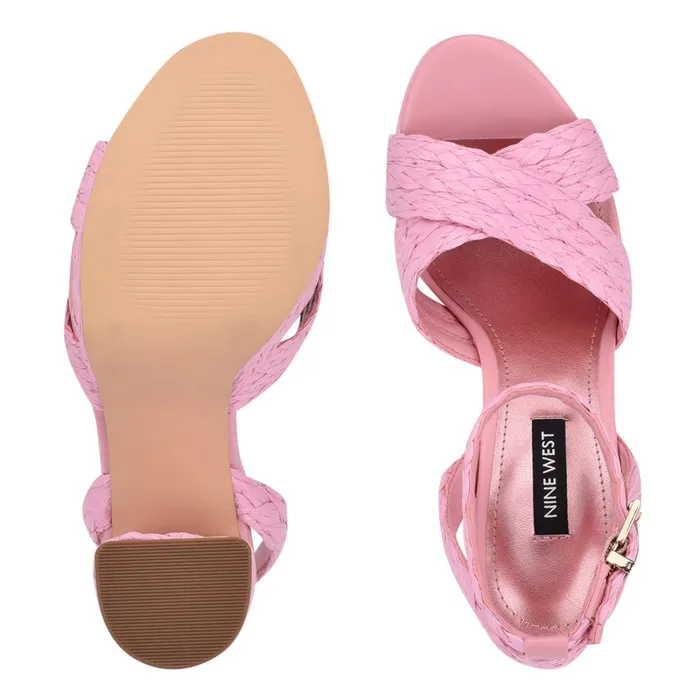 Hadyn Platform Sandals New Pink Raffia Women Nine West Dress Hadyn Platform Sandals New Pink Raffia Women Nine West Dress