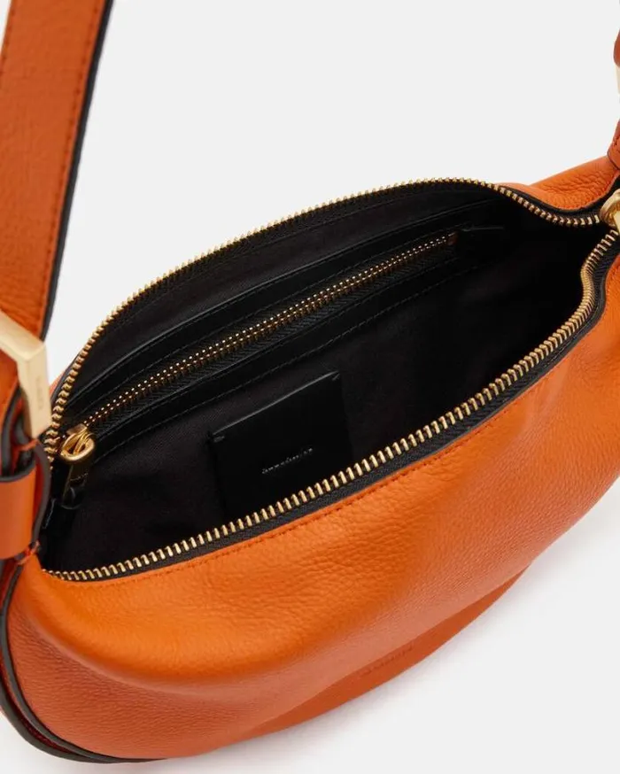 Half Moon Leather Crossbody Bag Pyrole Orange Women AllSaints Handbags and Wallets Half Moon Leather Crossbody Bag Pyrole Orange Women AllSaints Handbags and Wallets