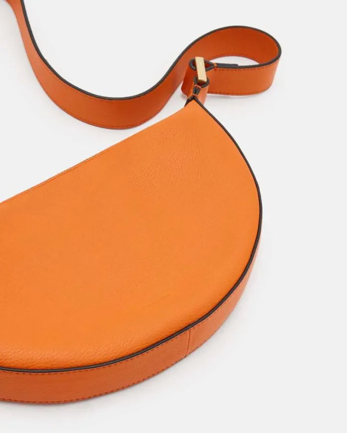 Half Moon Leather Crossbody Bag Pyrole Orange Women AllSaints Handbags and Wallets Half Moon Leather Crossbody Bag Pyrole Orange Women AllSaints Handbags and Wallets