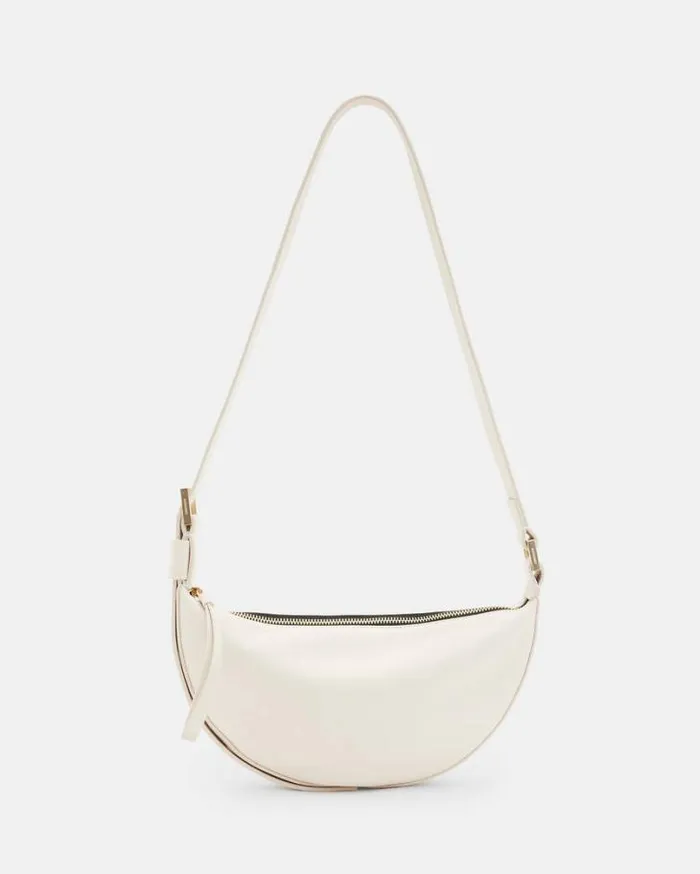Half Moon Leather Crossbody Bag White Women AllSaints Accessories