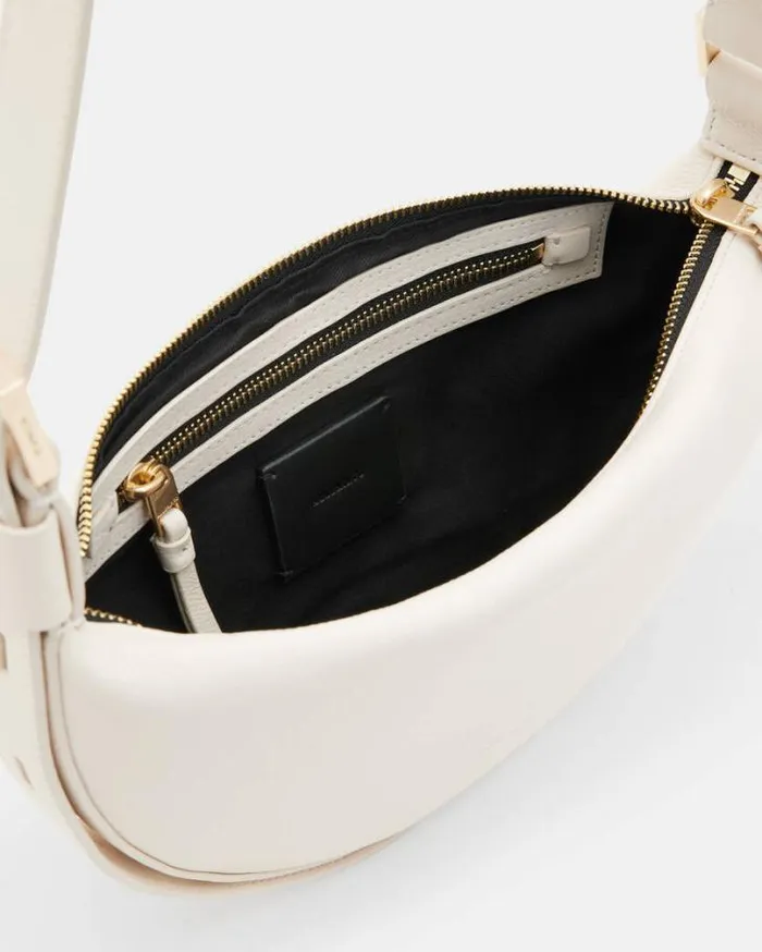Half Moon Leather Crossbody Bag White Women AllSaints Accessories