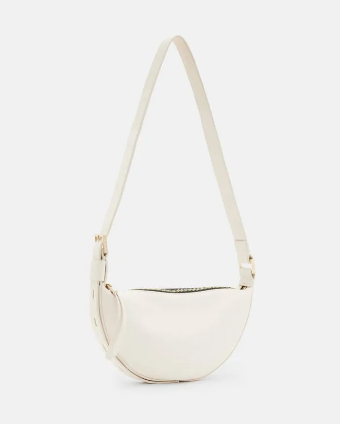 Half Moon Leather Crossbody Bag White Women AllSaints Accessories