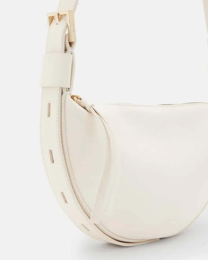 Half Moon Leather Crossbody Bag White Women AllSaints Accessories