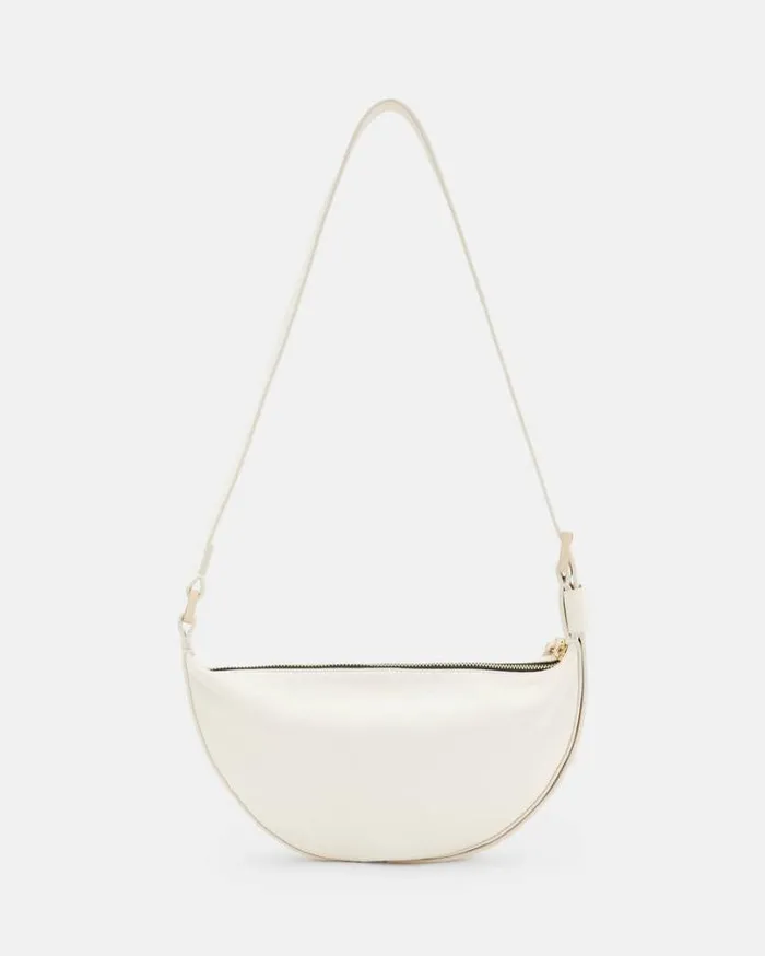 Half Moon Leather Crossbody Bag White Women AllSaints Accessories