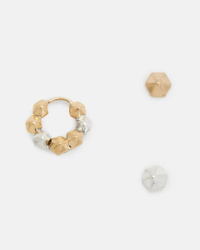 Hallie Beaded Huggie Earring Set Wrm Braswrm Slver Women AllSaints Jewelry