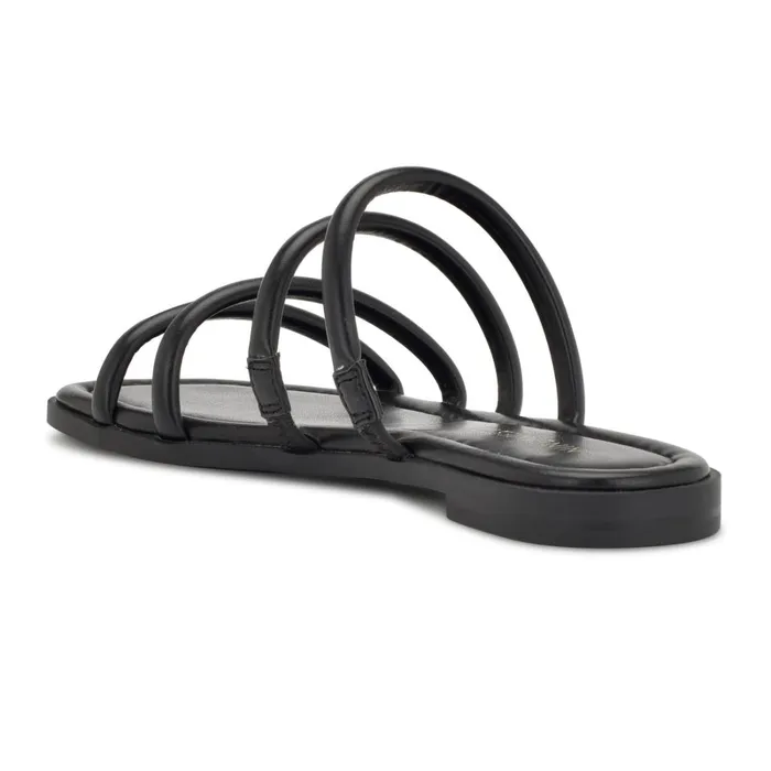 Hapily Flat Slide Sandals Black Women Nine West Low Heel Hapily Flat Slide Sandals Black Women Nine West Low Heel