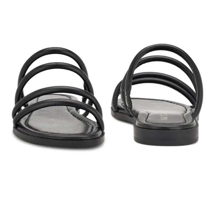 Hapily Flat Slide Sandals Black Women Nine West Low Heel Hapily Flat Slide Sandals Black Women Nine West Low Heel