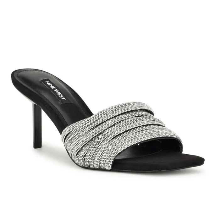 Harbor Heeled Slide Sandals Blackblack Women Nine West Mid Heels Harbor Heeled Slide Sandals Blackblack Women Nine West Mid Heels