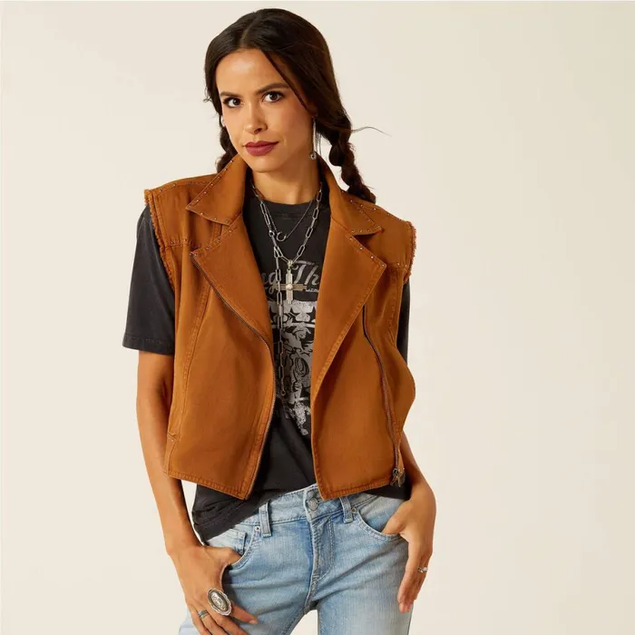 Harley Vest Tobacco Brown Women Ariat Jackets and Vests
