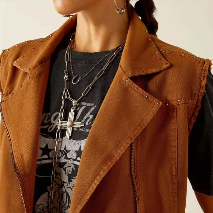 Harley Vest Tobacco Brown Women Ariat Jackets and Vests