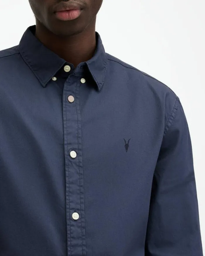 Hawthorne Ramskull Stretch Fit Shirt Admiral Blue Men AllSaints Shirts