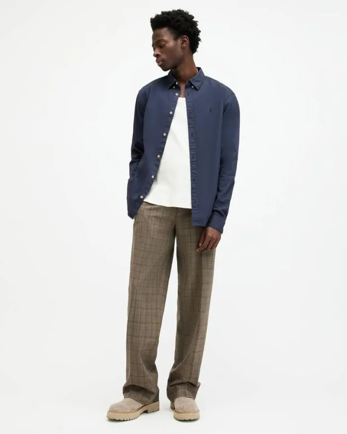 Hawthorne Ramskull Stretch Fit Shirt Admiral Blue Men AllSaints Shirts