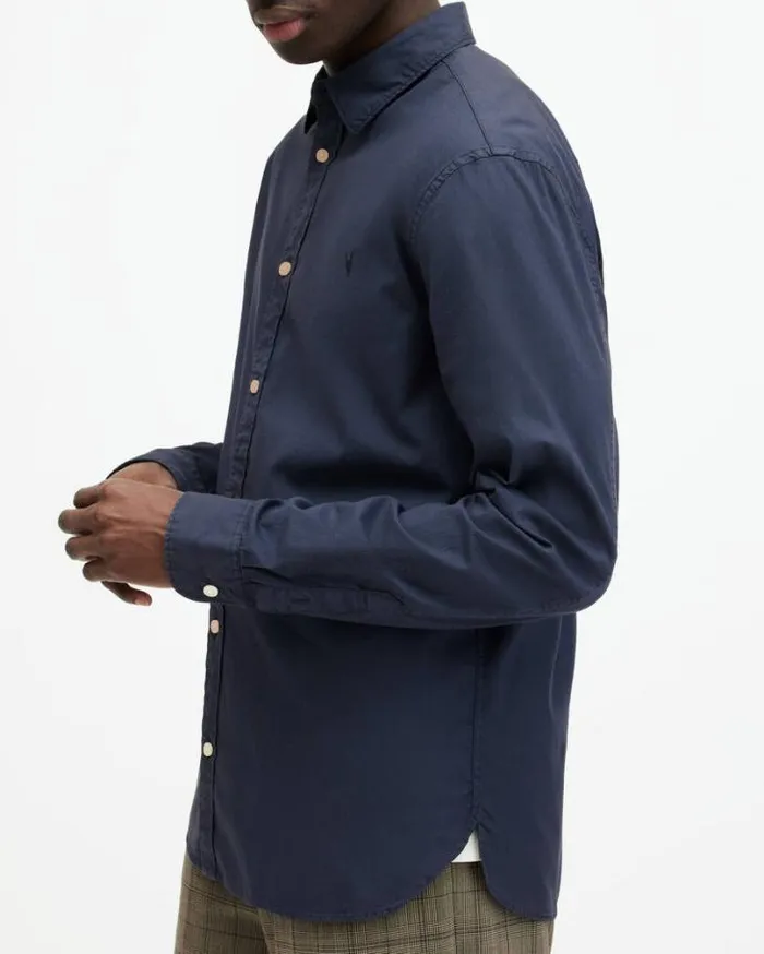 Hawthorne Ramskull Stretch Fit Shirt Admiral Blue Men AllSaints Shirts