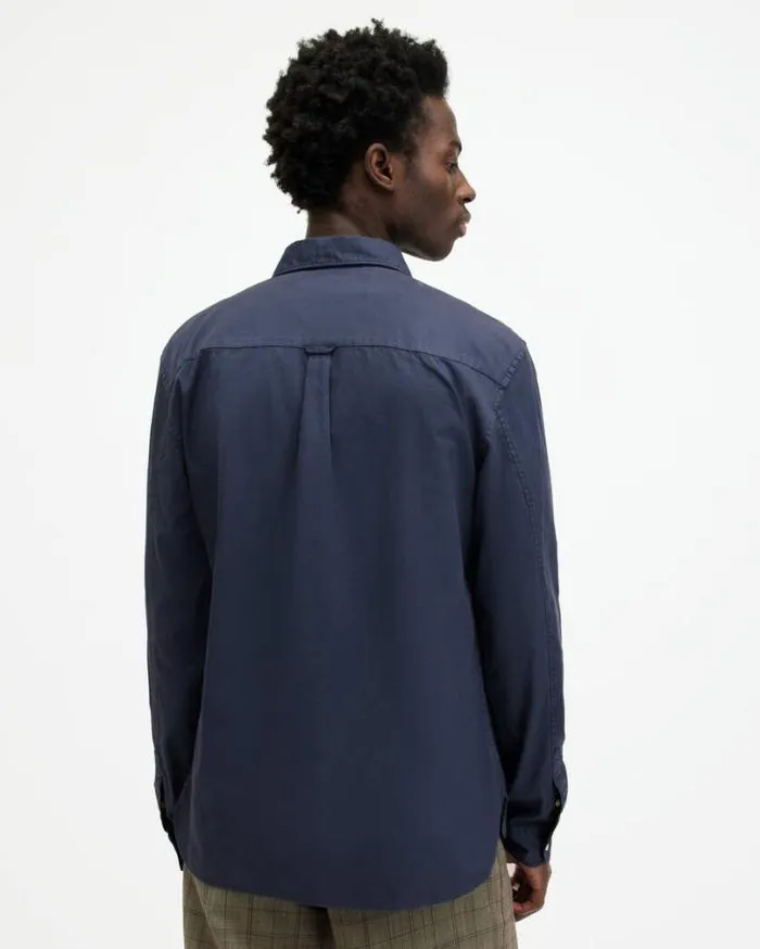 Hawthorne Ramskull Stretch Fit Shirt Admiral Blue Men AllSaints Shirts