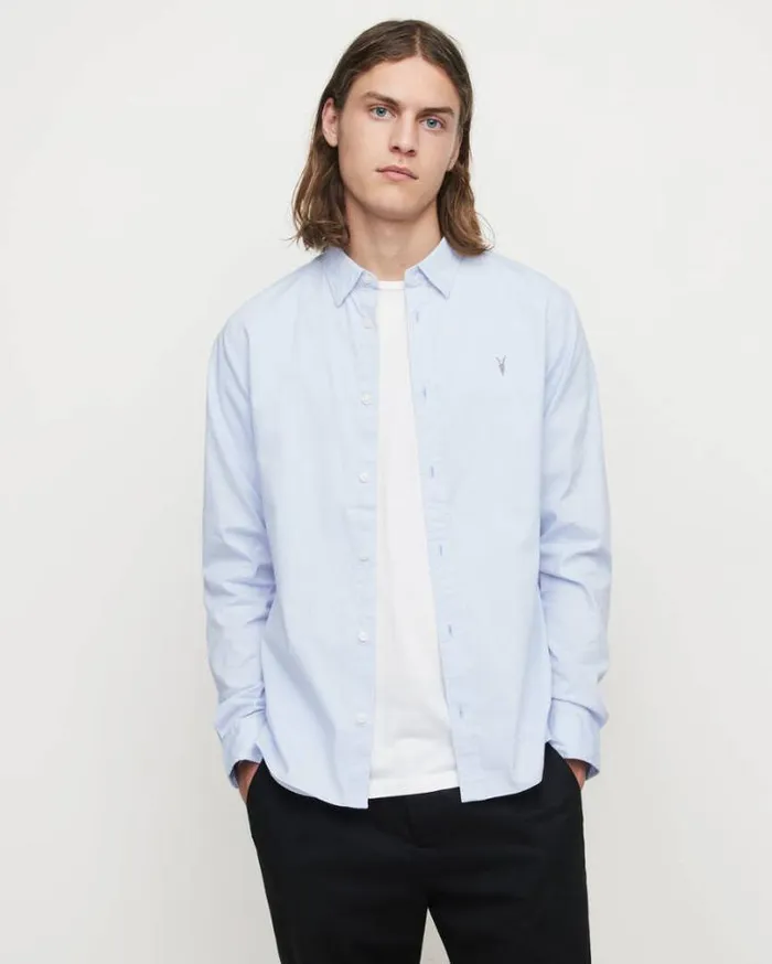 Hawthorne Ramskull Stretch Fit Shirt Light Blue Men AllSaints Shirts