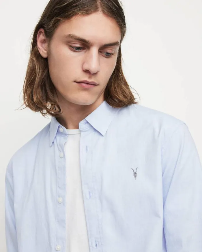 Hawthorne Ramskull Stretch Fit Shirt Light Blue Men AllSaints Shirts