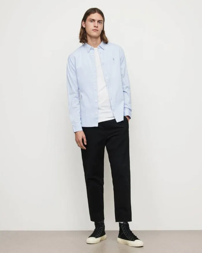 Hawthorne Ramskull Stretch Fit Shirt Light Blue Men AllSaints Shirts
