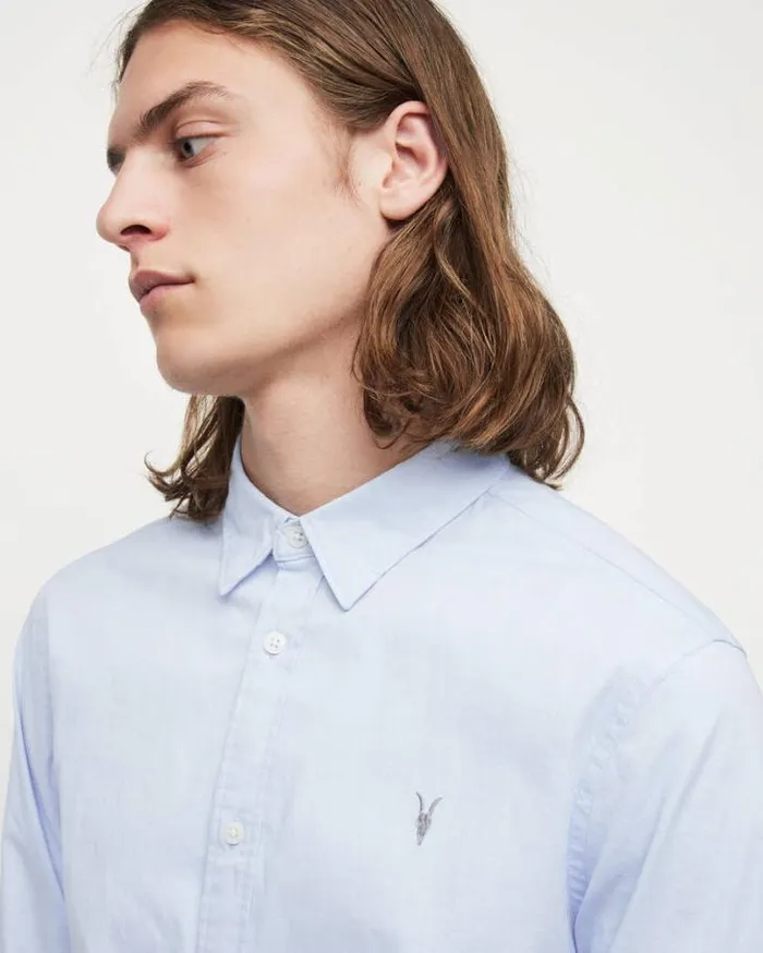 Hawthorne Ramskull Stretch Fit Shirt Light Blue Men AllSaints Shirts