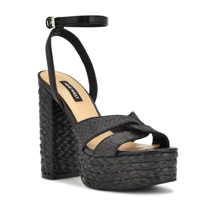 Hayya Woven Platform Sandals Black Women Nine West Platforms Hayya Woven Platform Sandals Black Women Nine West Platforms