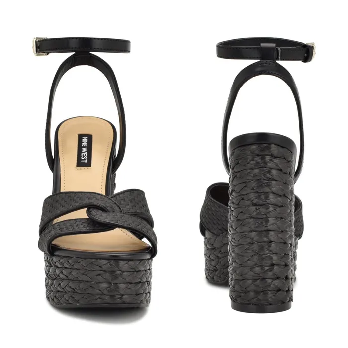 Hayya Woven Platform Sandals Black Women Nine West Platforms Hayya Woven Platform Sandals Black Women Nine West Platforms