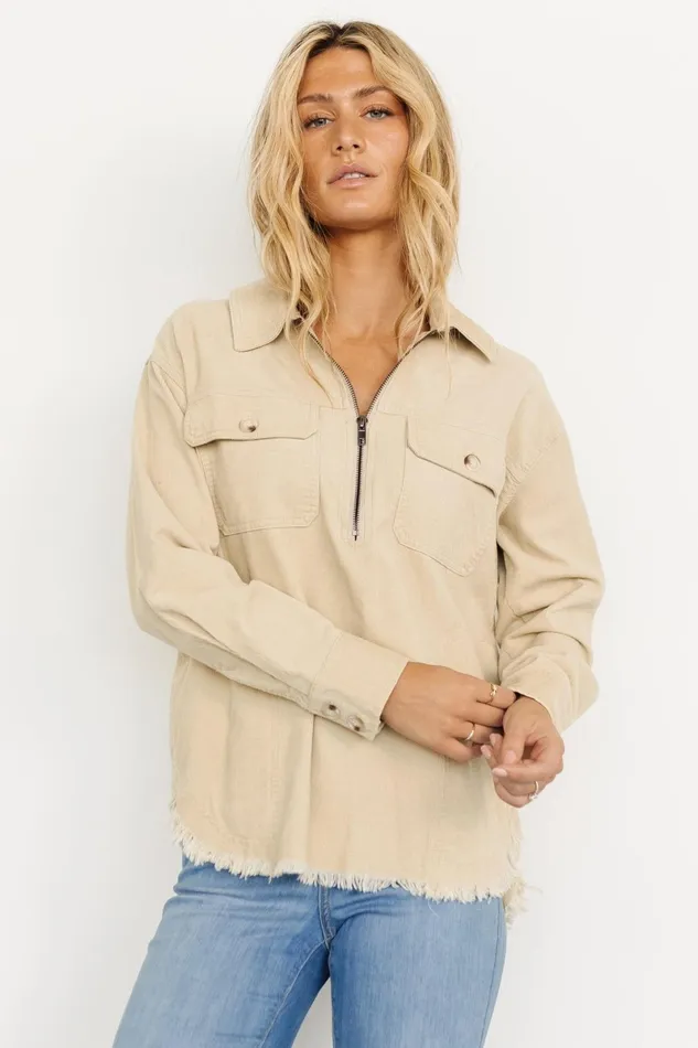 Hector Half Zip Corduroy Top Natural Women Baltic Born Outerwear