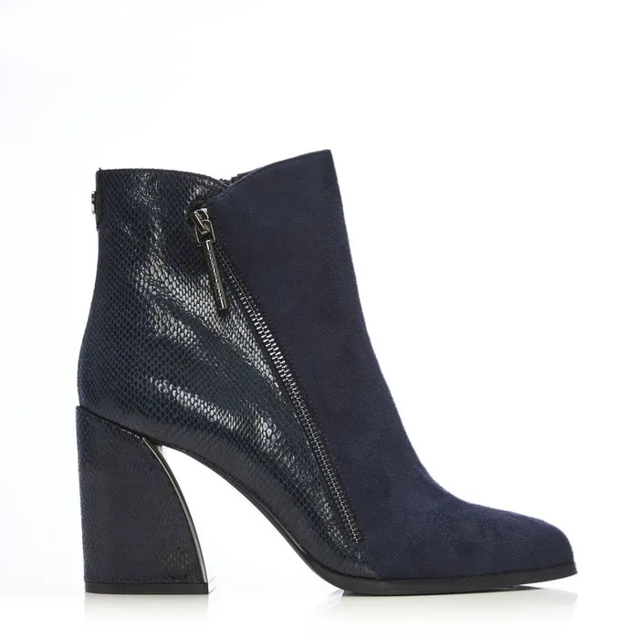 Heeled And Wedge Boots Women Moda In Pelle Amy Navy Alcantara