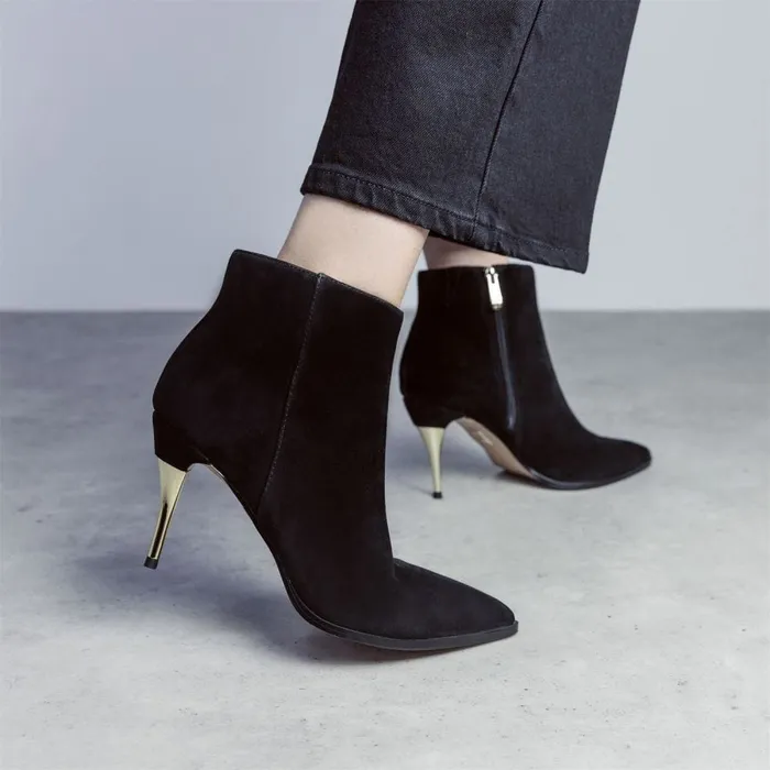 Heeled And Wedge Boots Women Moda In Pelle Keri Black Suede